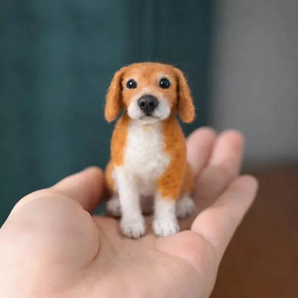 Custom Needle Felted Pet Replica - Lifelike Wool Memorial Sculpture from Photo, Dog & Cat Loss Gift